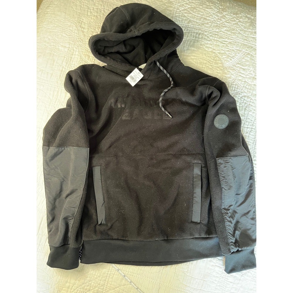 American Eagle Fleece Hoodie Mens Small Black Embossed Logo 1342-001 NWT